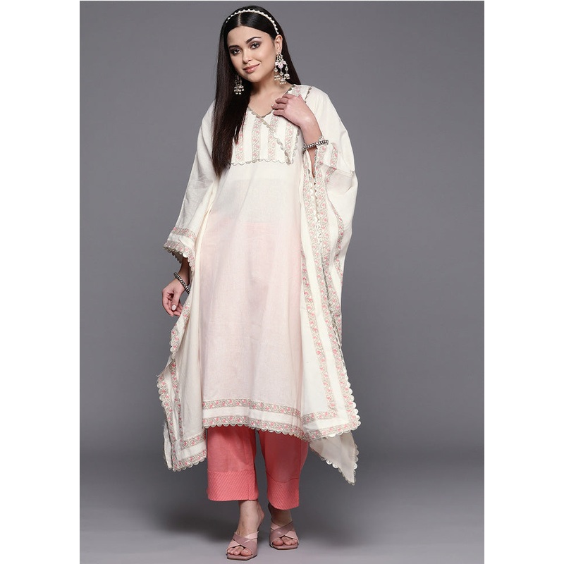 Off White Readymade Cotton Kurti - JD986602570