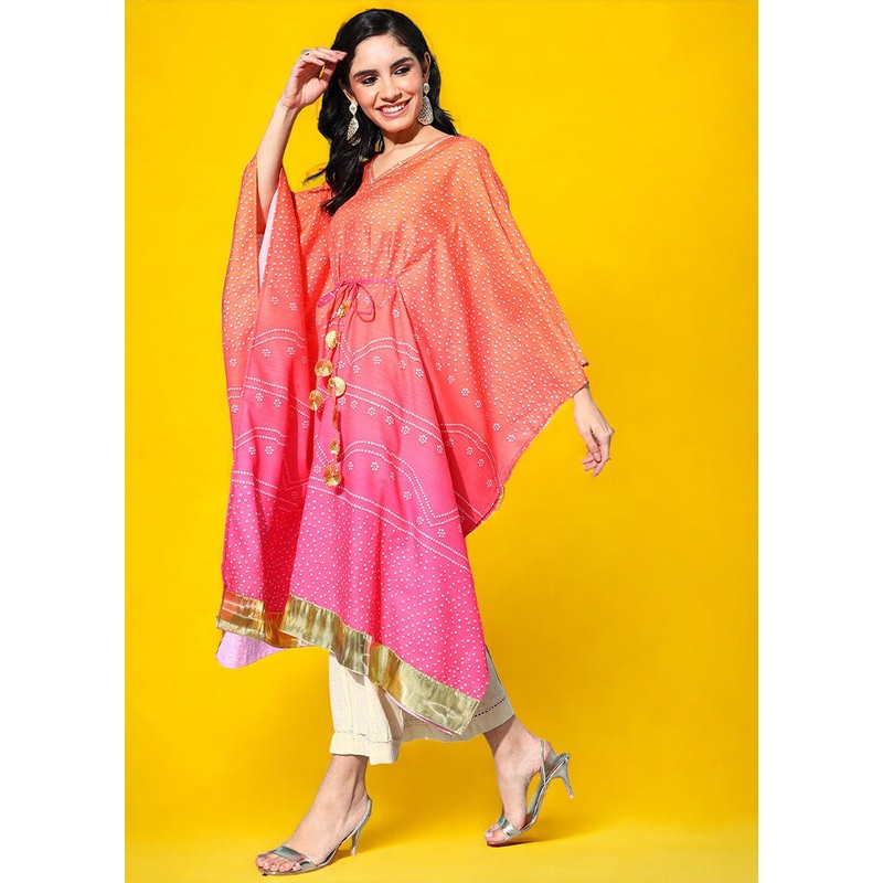 Orange Readymade Cotton Kurti - JD986602565