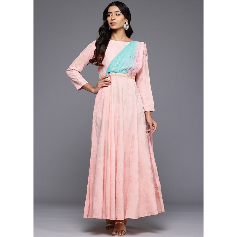 Pink Readymade Polyester Indian Dress - JD986602520