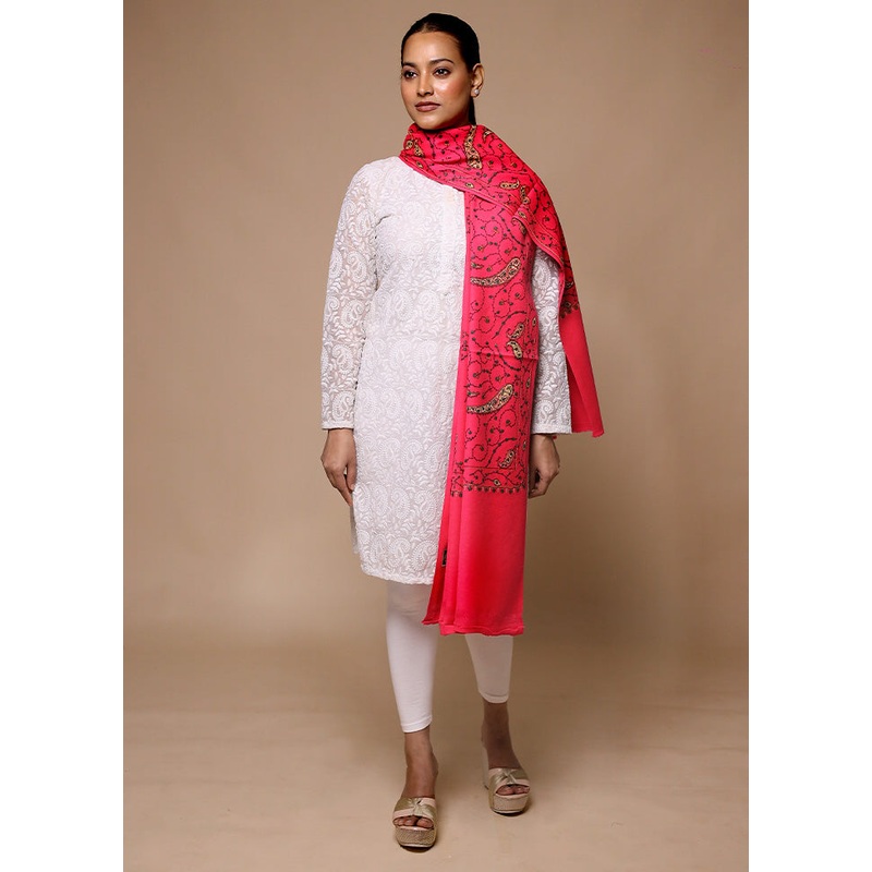 Pink Woven Work Shawl - JD986602666