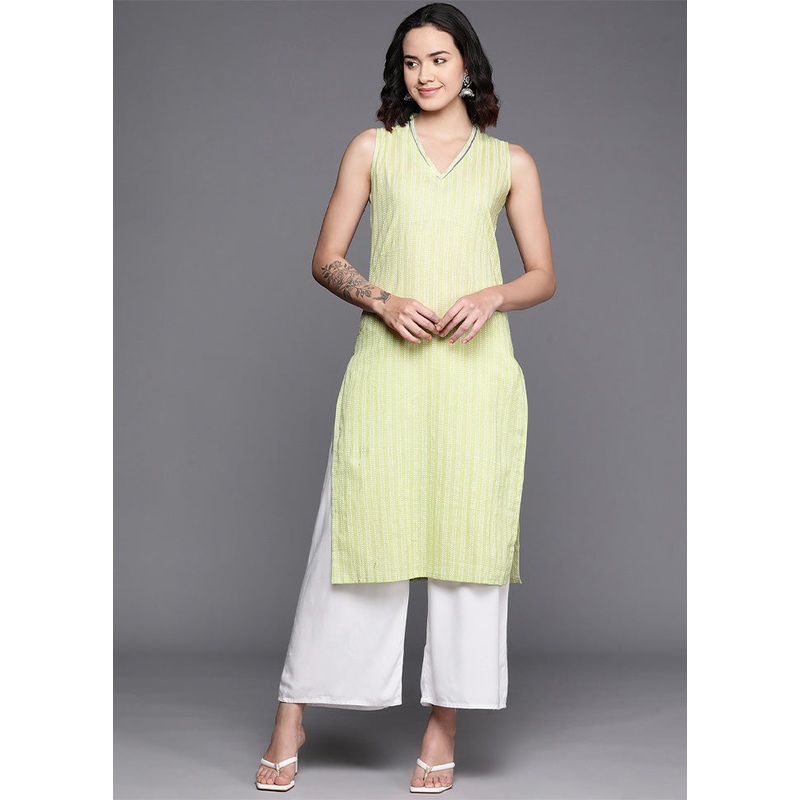 Pista Green Pure Readymade Cotton Kurti - JD986602558