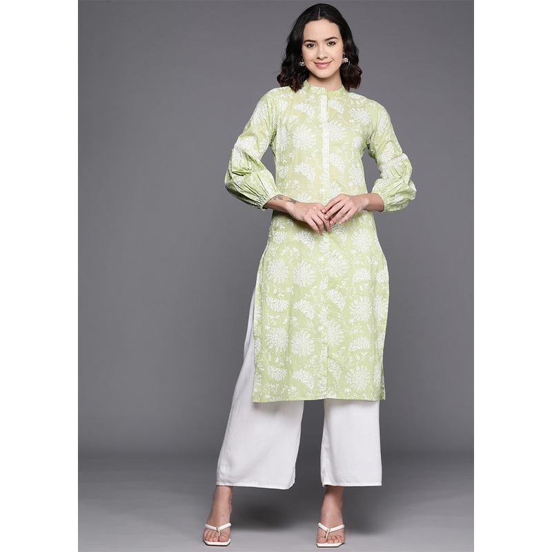 Pista Green Pure Readymade Cotton Kurti - JD986602559