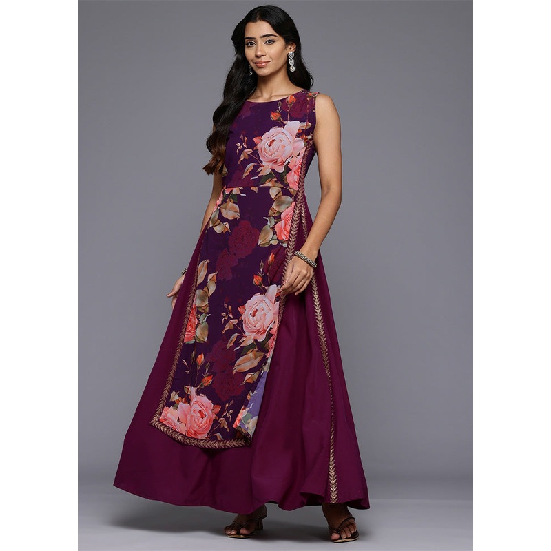 Purple Readymade Georgette Indian Dress - JD986602517