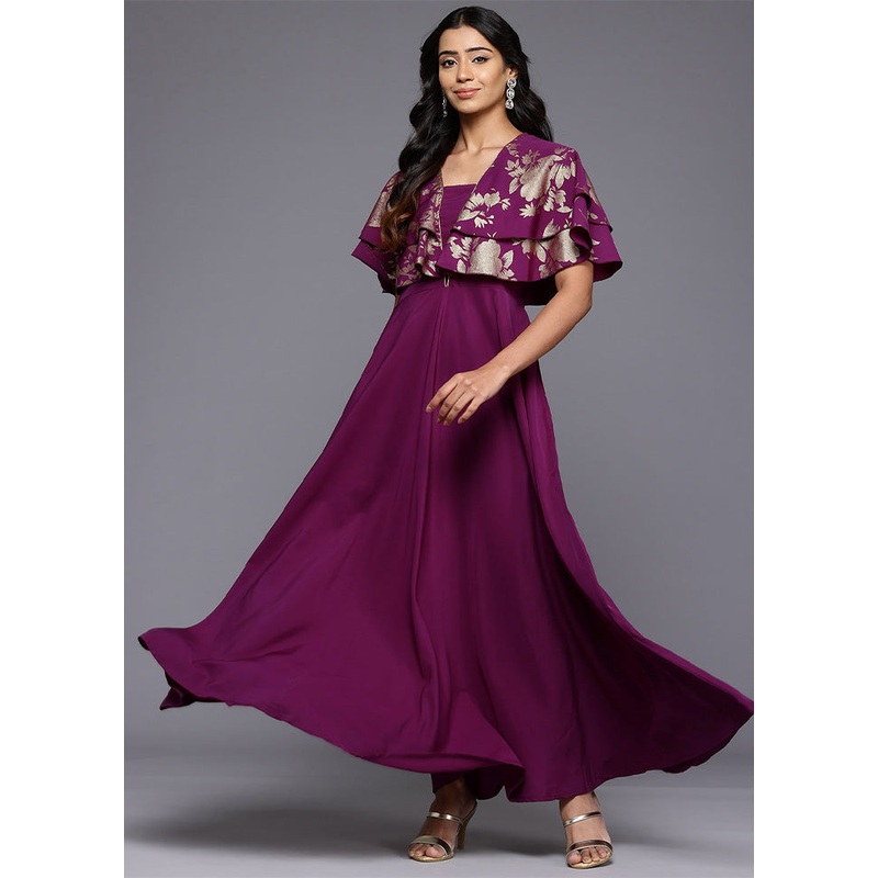 Purple Readymade Polyester Indian Dress - JD986602516