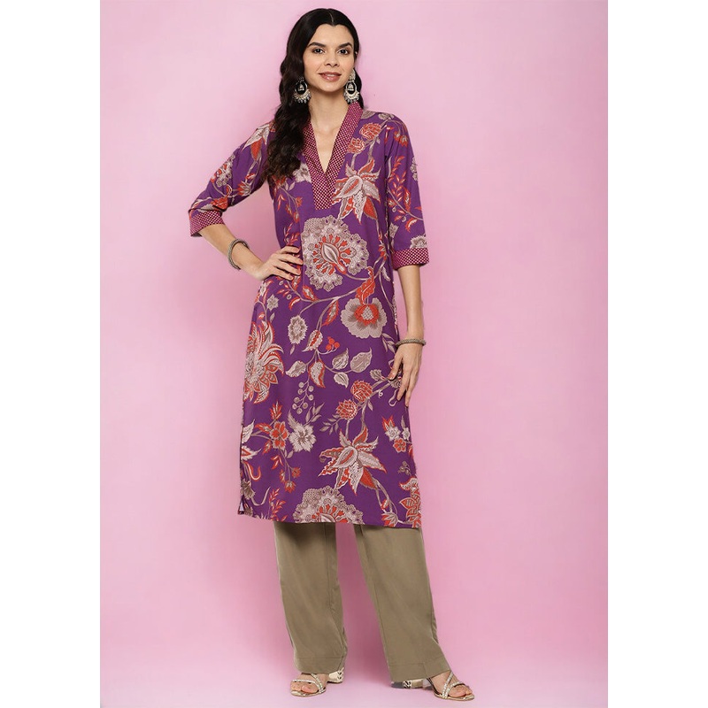 Purple Readymade Silk Kurti - JD986602556