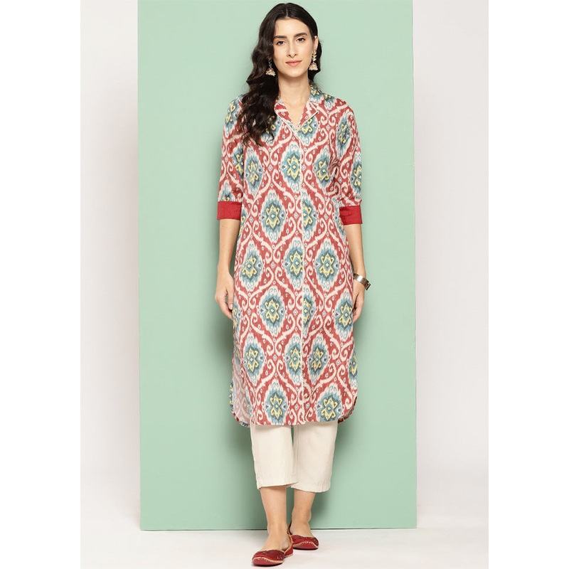 Red Readymade Silk Kurti - JD986602554