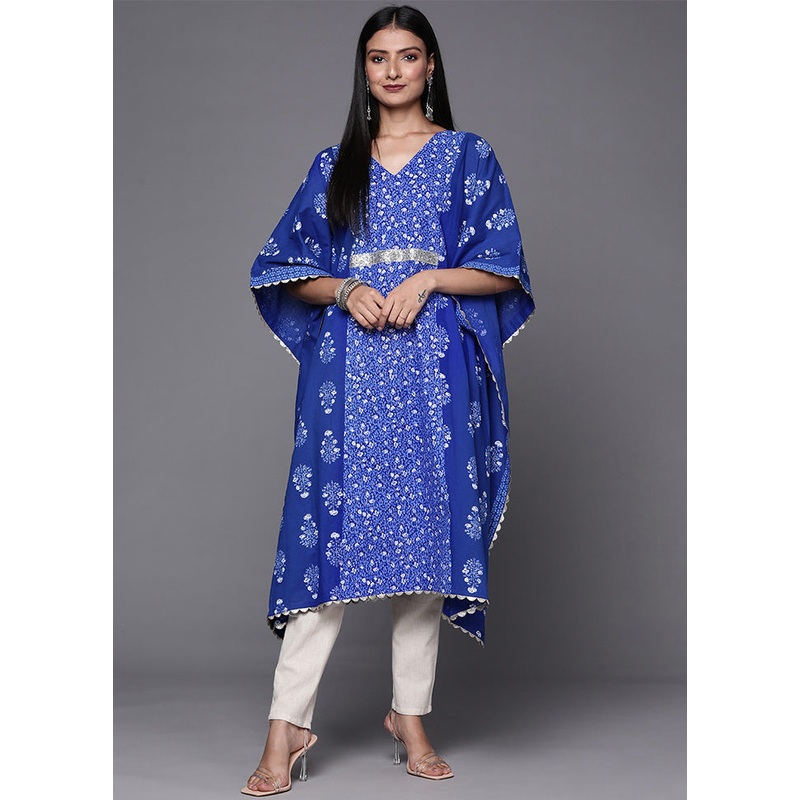 Royal Blue Readymade Cotton Kurti - JD986602550