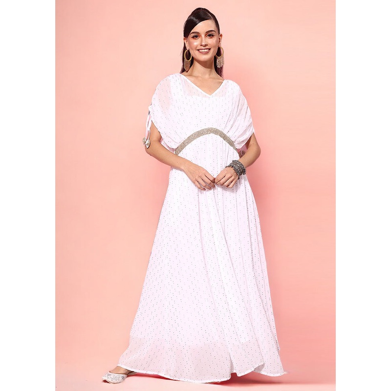 White Readymade Georgette Indian Dress - JD986602514