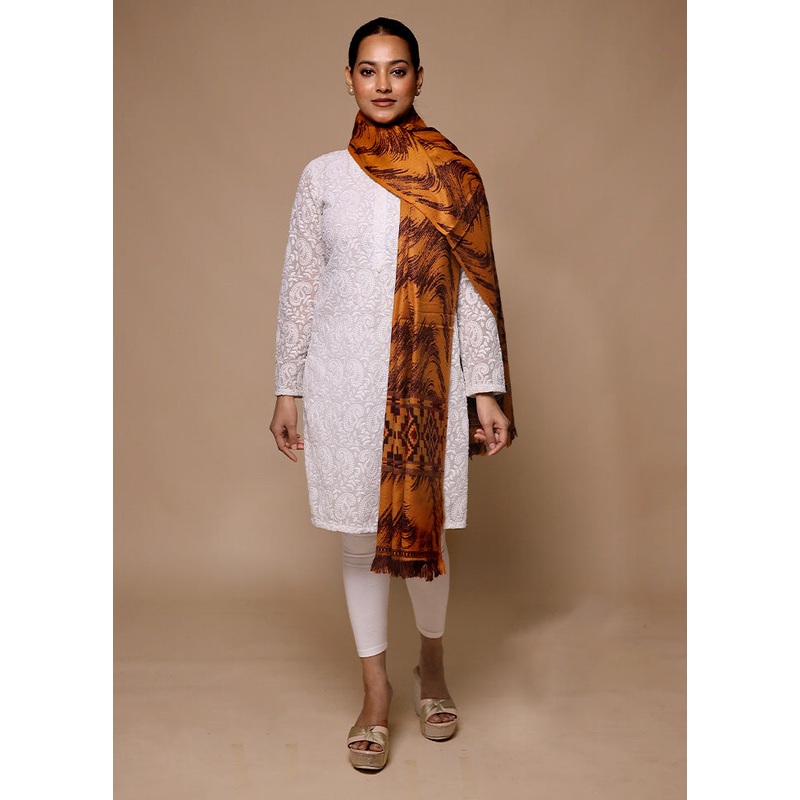 Yellow Woven Work Shawl - JD986602642