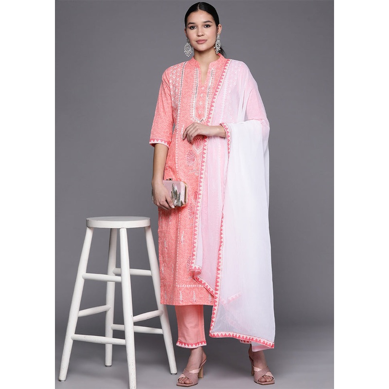 2 Pc Pink Pure Readymade Cotton Kurti Set - JD986602412