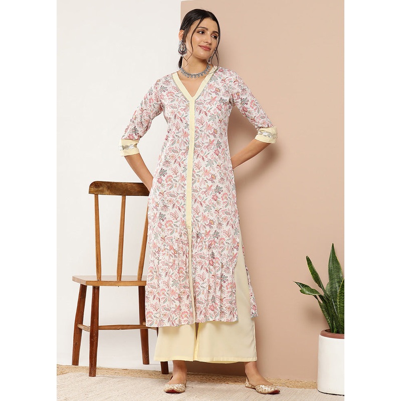 2 Pc Pink Readymade Silk Kurti Set - JD986602410