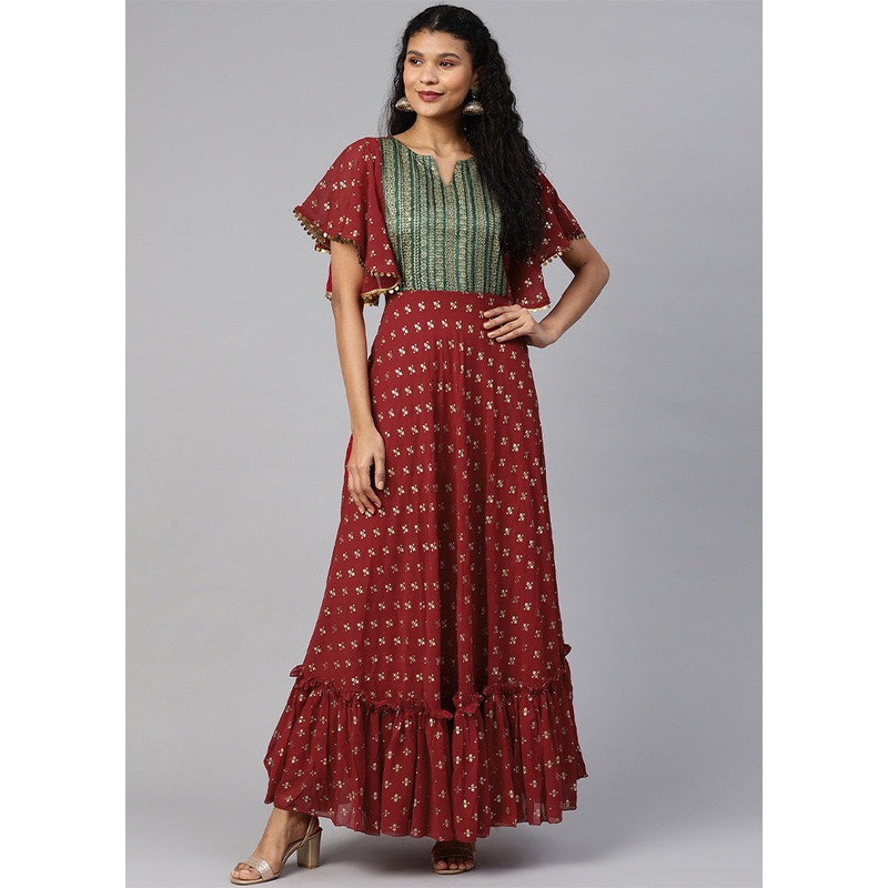Maroon Readymade Georgette Kurti - JD986602343