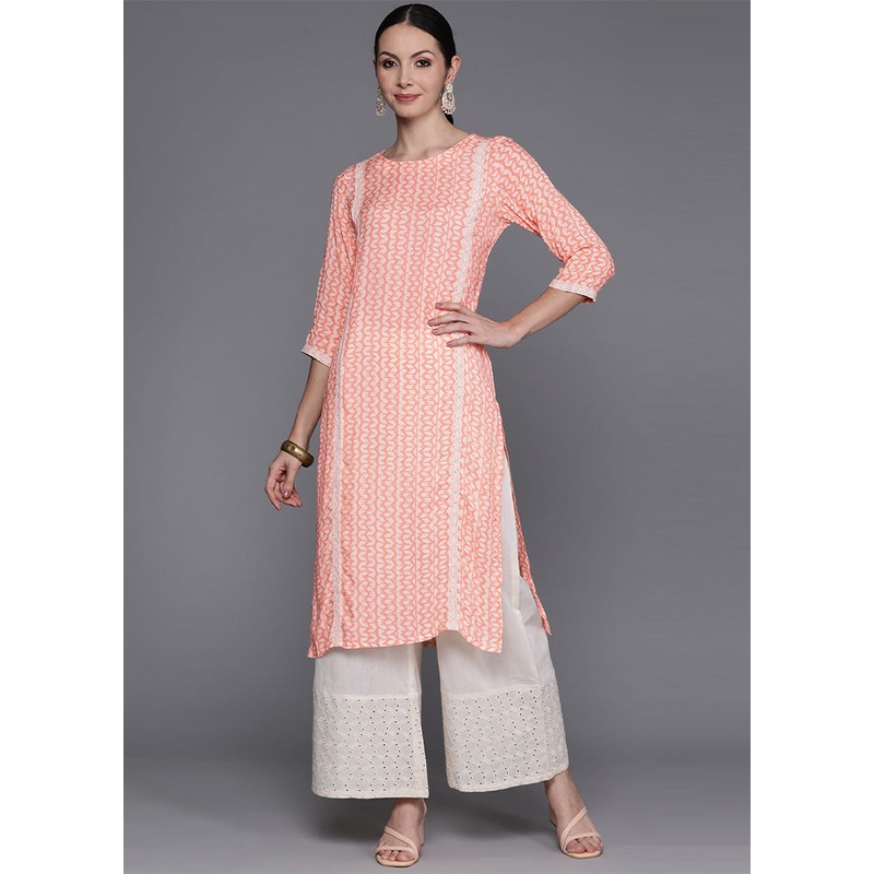 Off White Pure Readymade Viscose Kurti - JD986602341