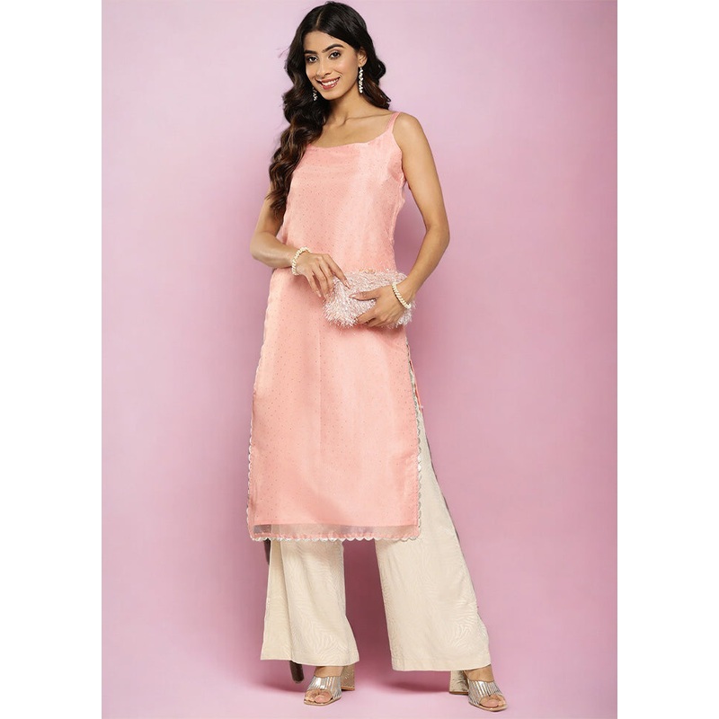 Pink Readymade Net Kurti - JD986602339