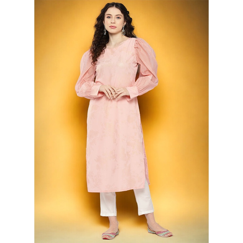 Pink Readymade Silk Kurti - JD986602338