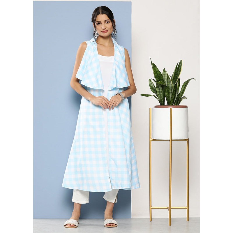 Sky Blue Readymade Rayon Kurti - JD986602336