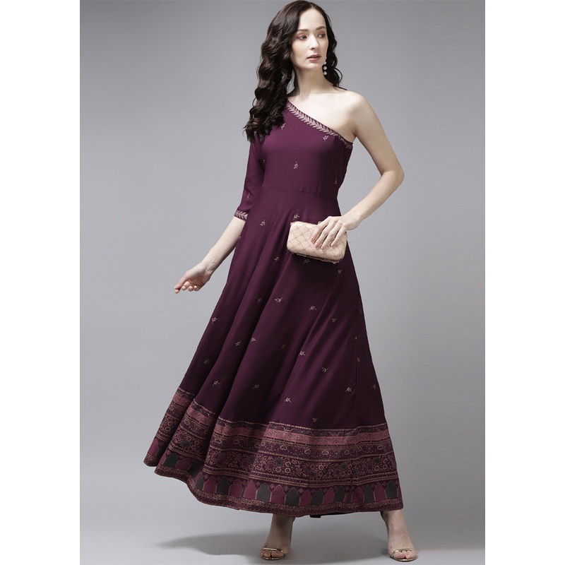 Wine Readymade Silk Kurti - JD986602333