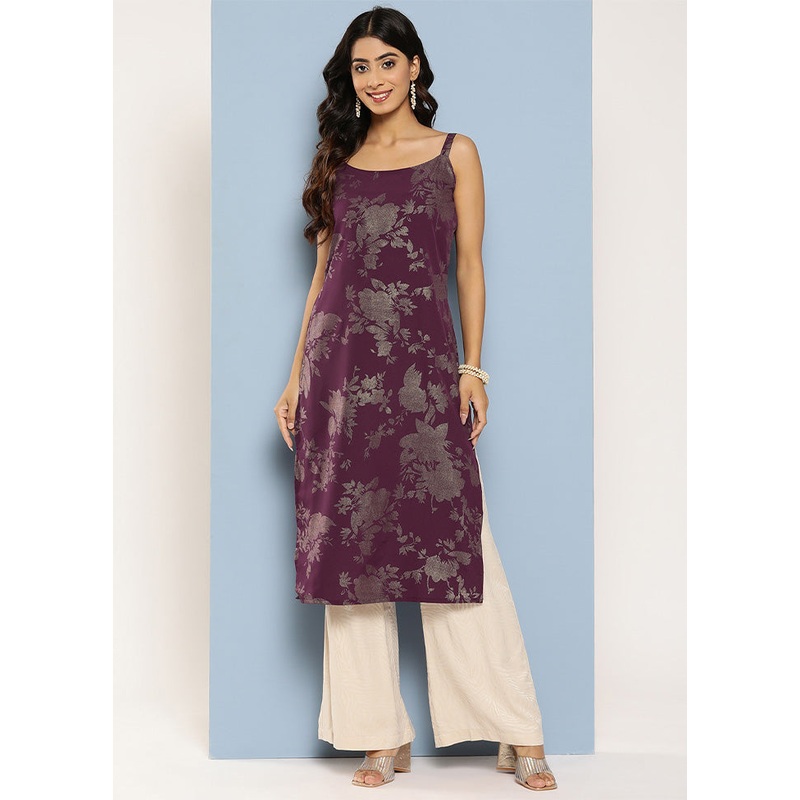 Wine Readymade Silk Kurti - JD986602334