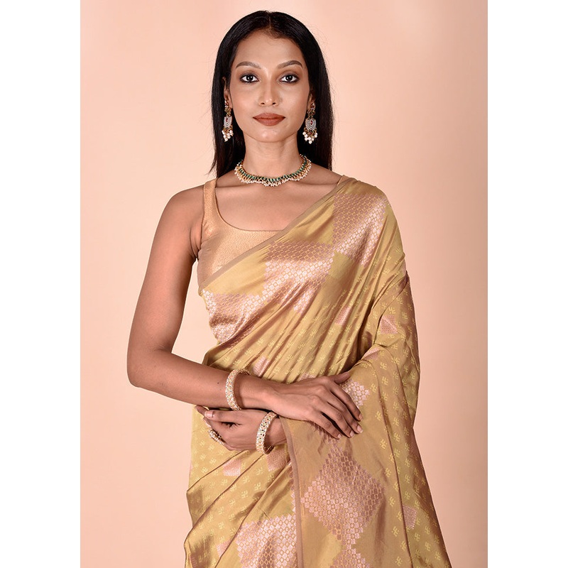 Yellow Kora Silk Saree With Blouse Piece - JD986602440