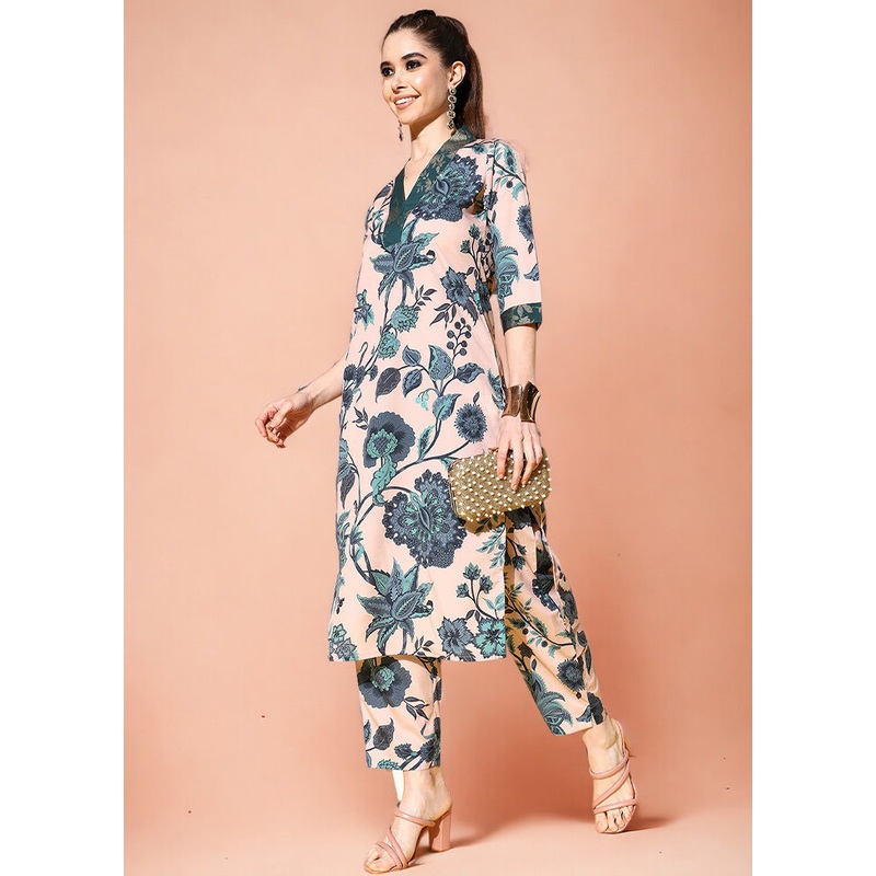 2 Pc Beige Readymade Silk Kurti Set - JD986602208