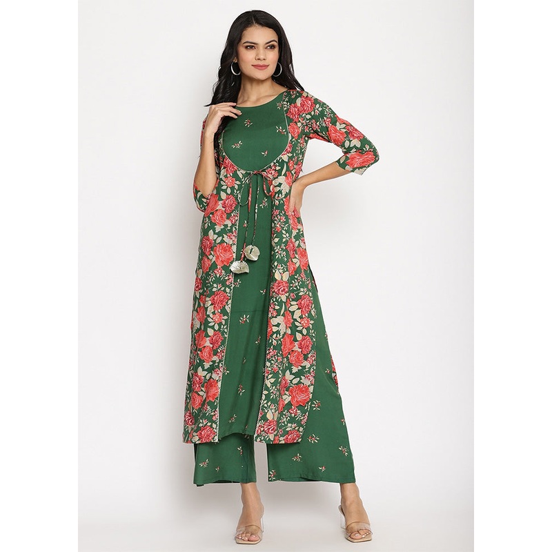 2 Pc Green Readymade Viscose Kurti Set - JD986602177