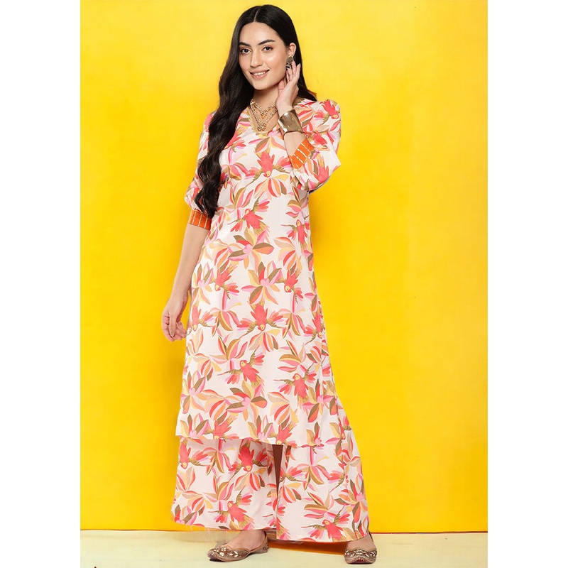 2 Pc Off White Readymade Silk Kurti Set - JD986602161