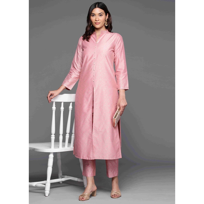 2 Pc Pink Readymade Silk Kurti Set - JD986602150