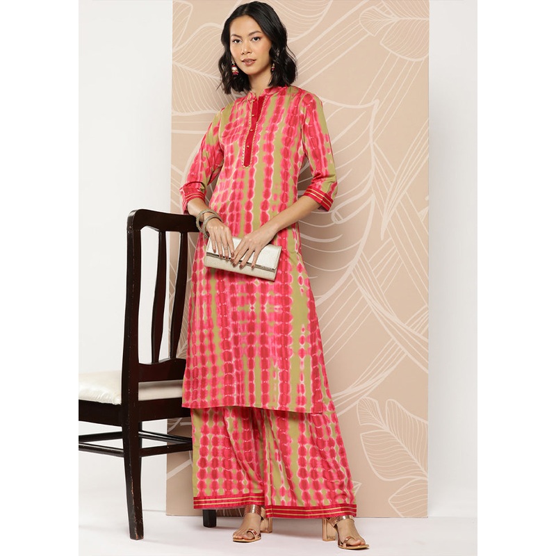 2 Pc Pink Readymade Silk Kurti Set - JD986602156