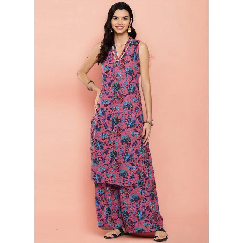 2 Pc Pink Readymade Silk Kurti Set - JD986602169