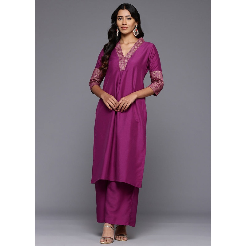 2 Pc Purple Readymade Silk Kurti Set - JD986602145