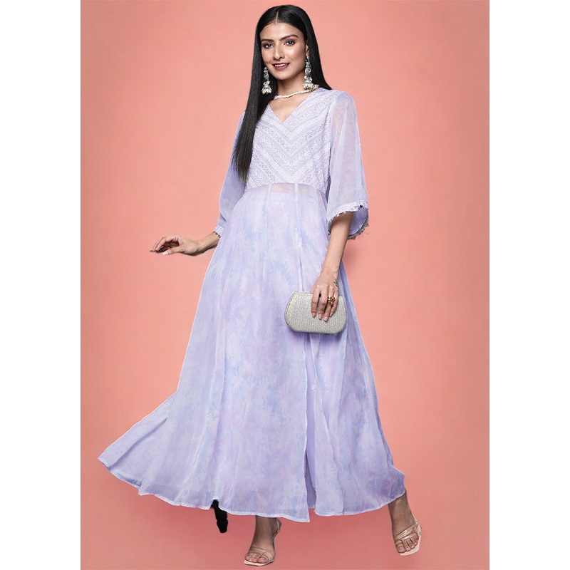 2 Pc Purple Readymade Silk Kurti Set - JD986602198