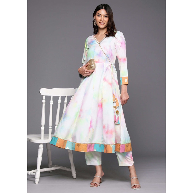 2 Pc White Readymade Silk Kurti Set - JD986602167
