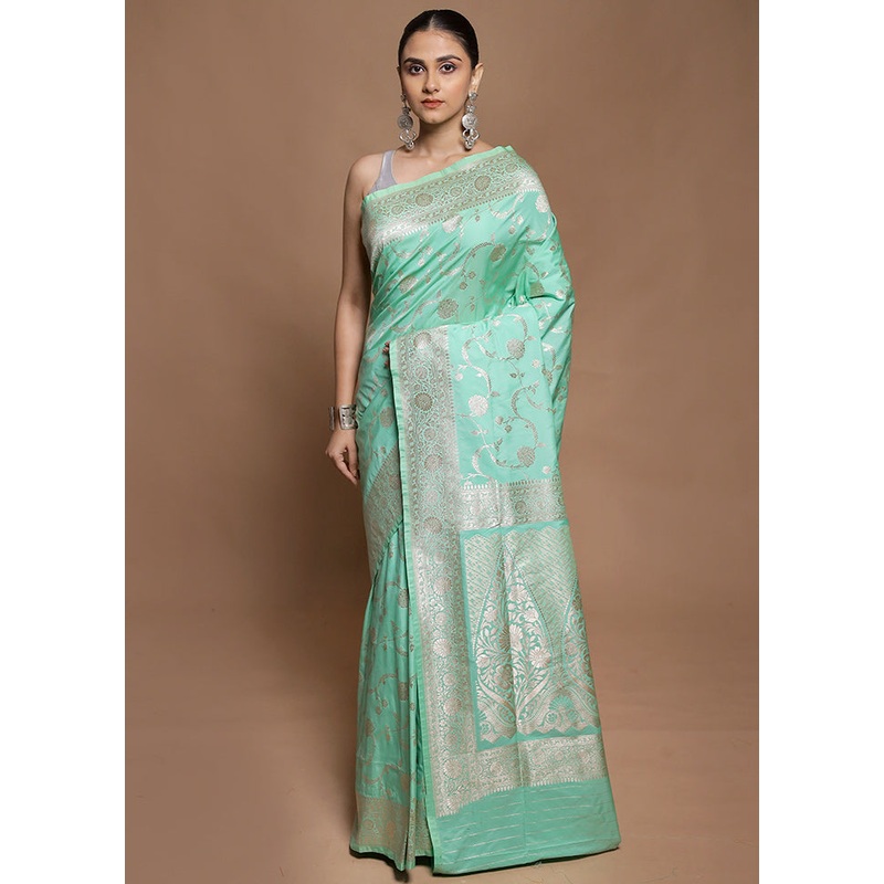 Green Uppada Silk Saree With Blouse Piece - JD986602115