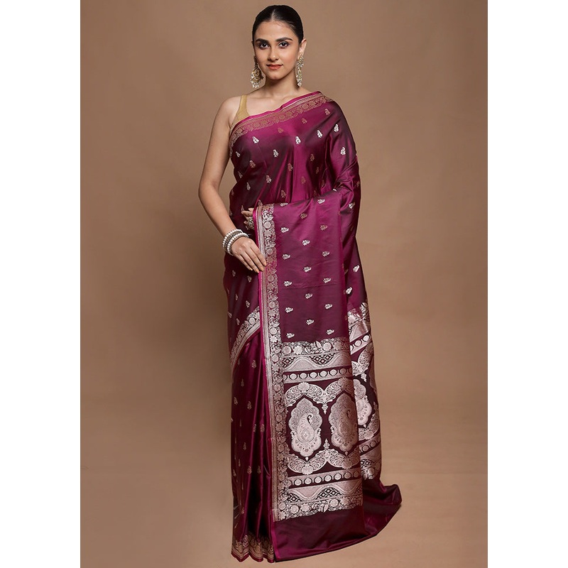 Pink Katan Silk Saree With Blouse Piece - JD986602101