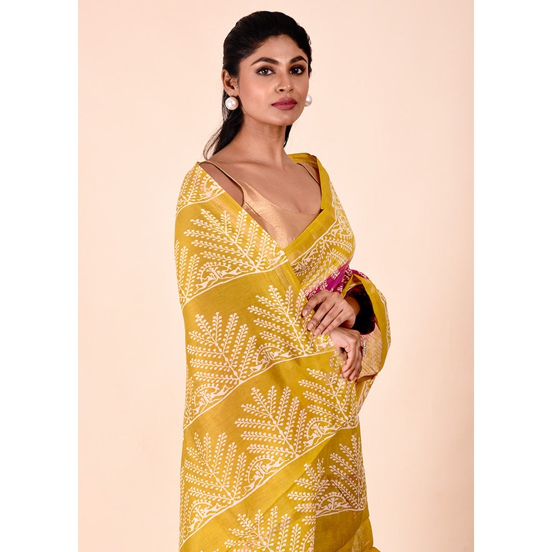 Purple Chanderi Cotton Saree With Blouse Piece - JD986602268