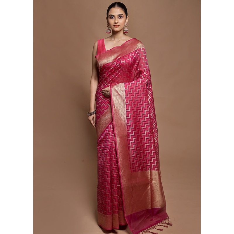 Purple Kora Silk Saree With Blouse Piece - JD986602079