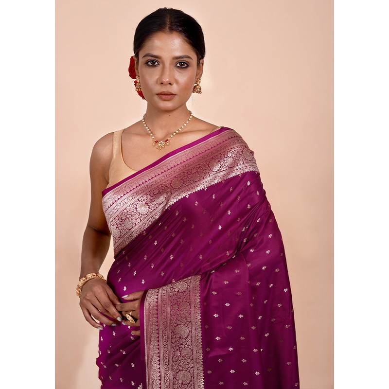 Rani Pink Katan Silk Saree With Blouse Piece - JD986602219