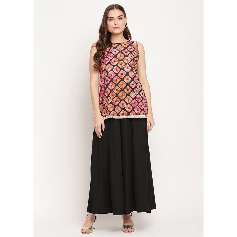 2 Pc Black Readymade Silk Kurti Set - JD986601901