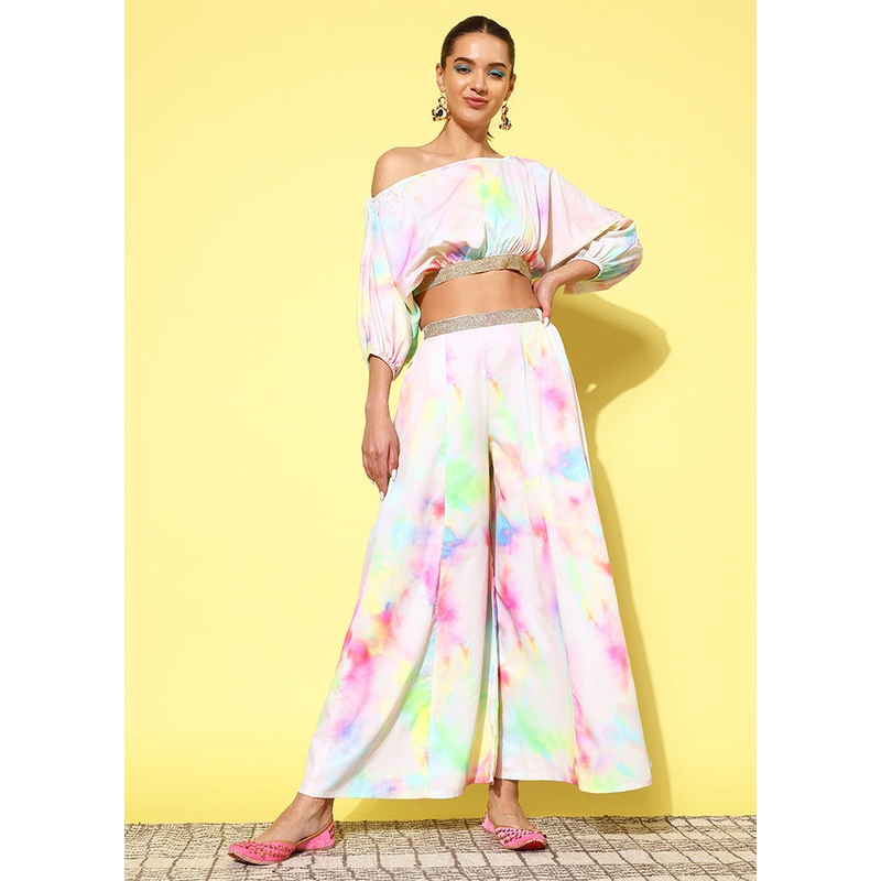 2 Pc Off White Readymade Polyester Top Set - JD986601862