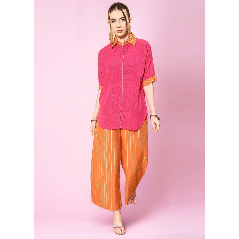 2 Pc Pink Readymade Silk Tunic Set - JD986601859