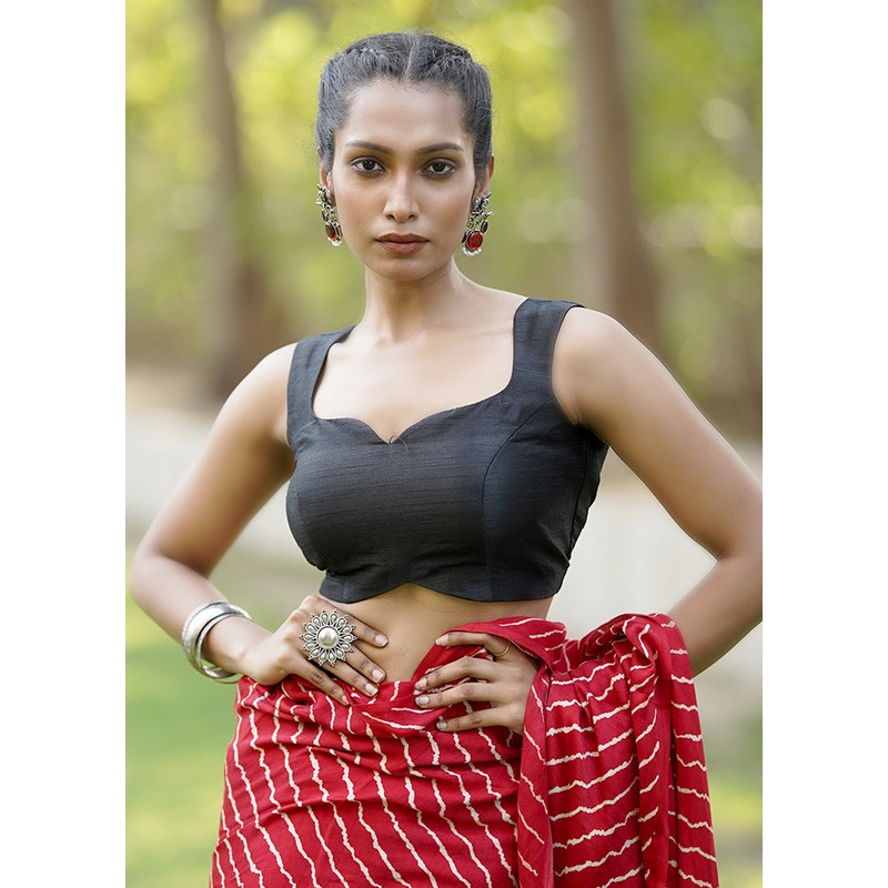 Black Dupion Silk Designer Blouse - JD986602056