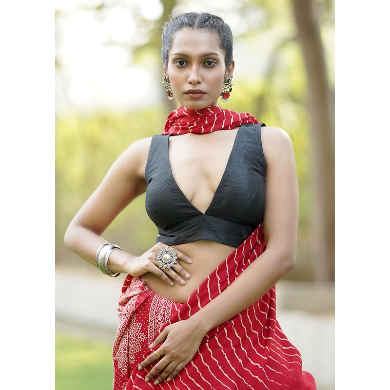 Black Dupion Silk Designer Blouse - JD986602057