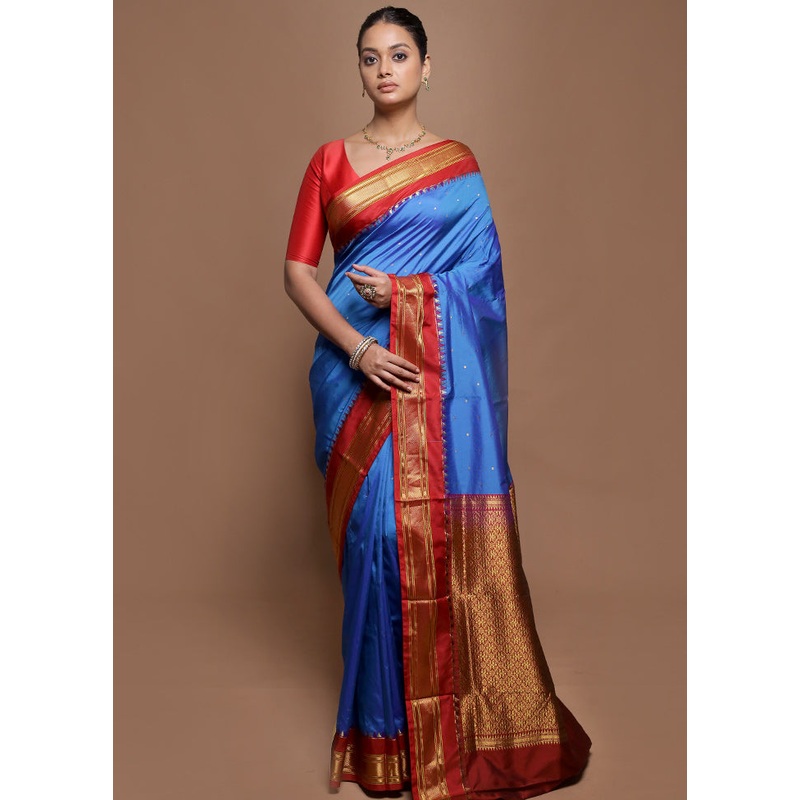 Blue Kanjivaram Silk Saree With Blouse Piece - JD986602012