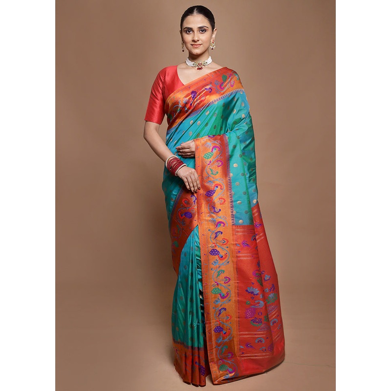 Green Kanjivaram Silk Saree With Blouse Piece - JD986601946