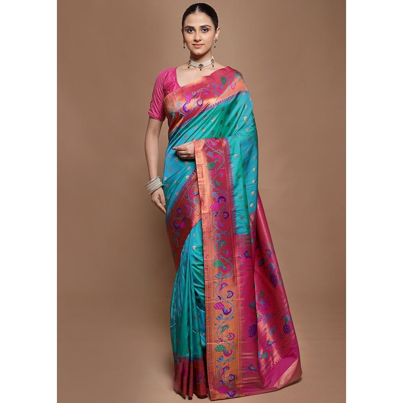 Green Kanjivaram Silk Saree With Blouse Piece - JD986601949