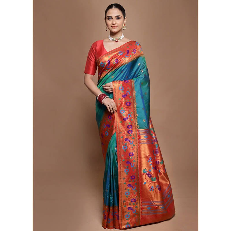 Green Kanjivaram Silk Saree With Blouse Piece - JD986601951