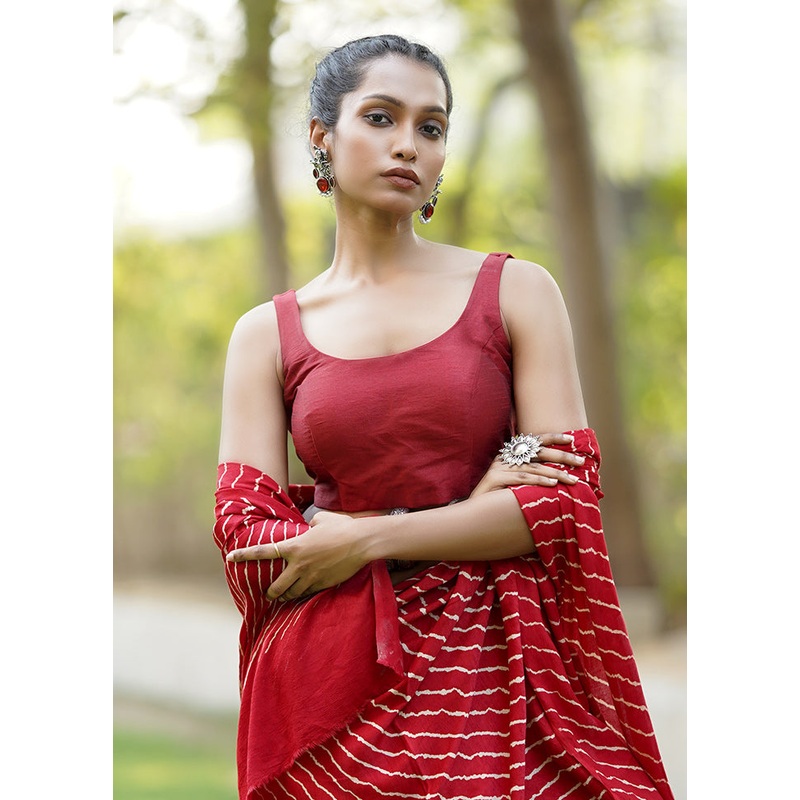 Maroon Dupion Silk Designer Blouse - JD986602053