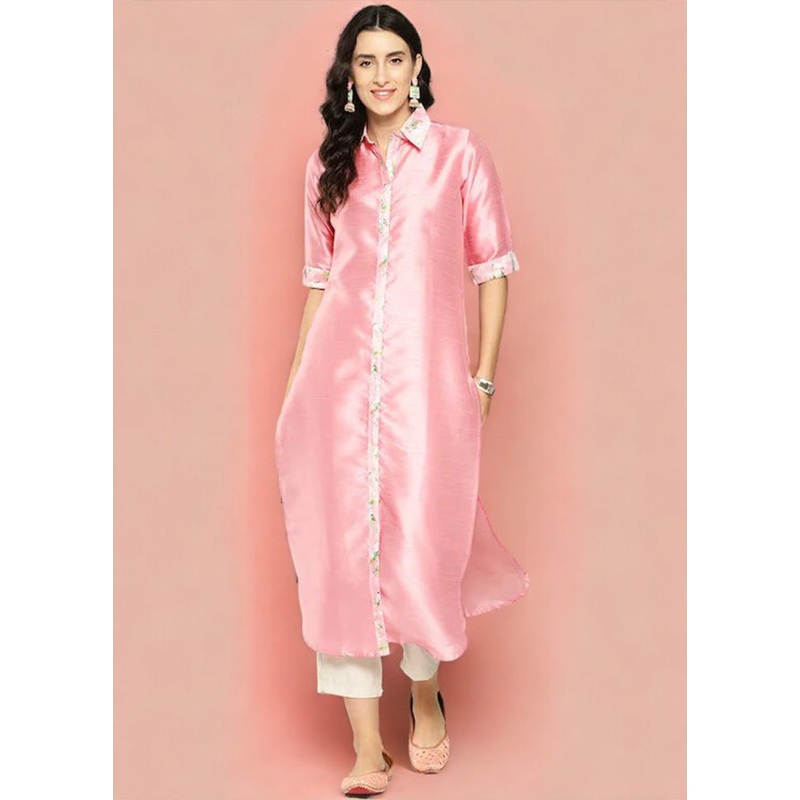 Pink Readymade Silk Kurti - JD986601909
