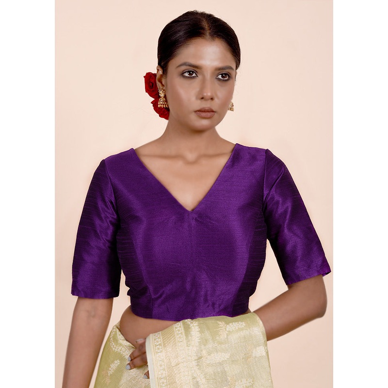 Purple Dupion Silk Designer Blouse - JD986601832