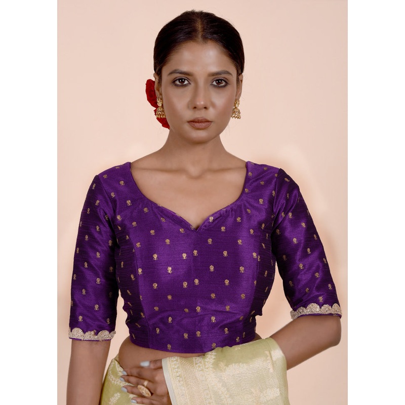 Purple Dupion Silk Designer Blouse - JD986601843
